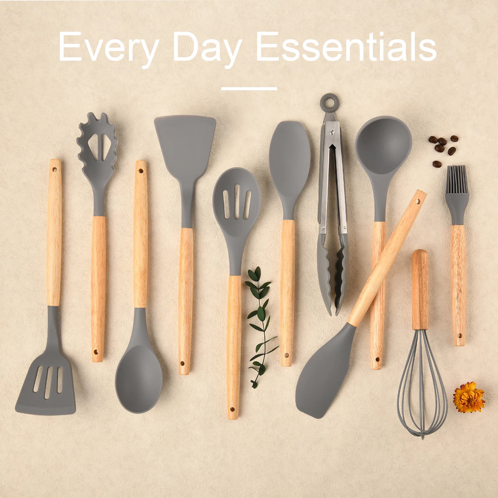The Essential Silicone Utensil Set (12-Piece) - Gray