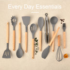 The Essential Silicone Utensil Set (12-Piece) - Gray
