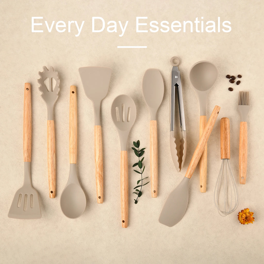 The Essential Silicone Utensil Set (12-Piece) - Khaki