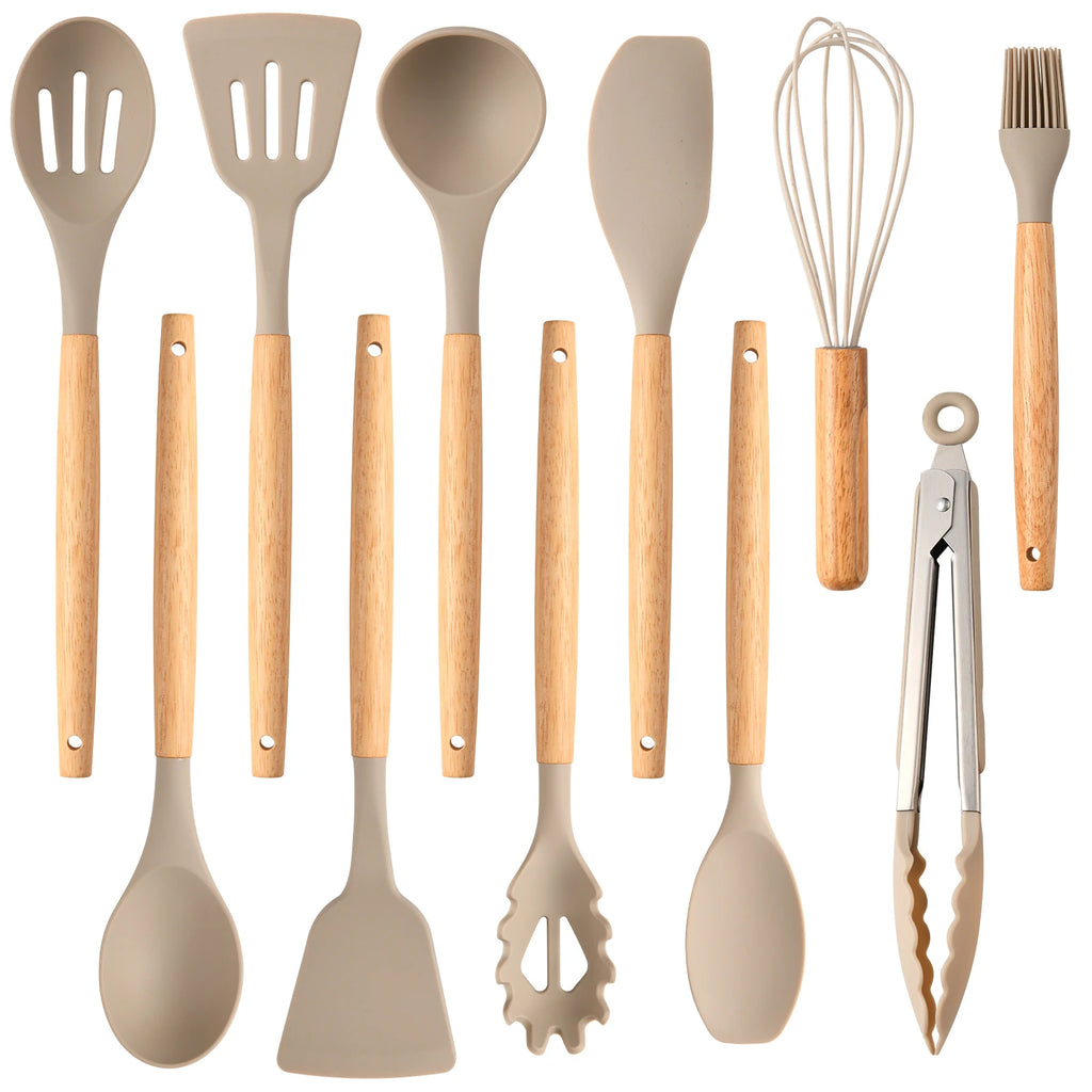 The Essential Silicone Utensil Set (12-Piece) - Khaki