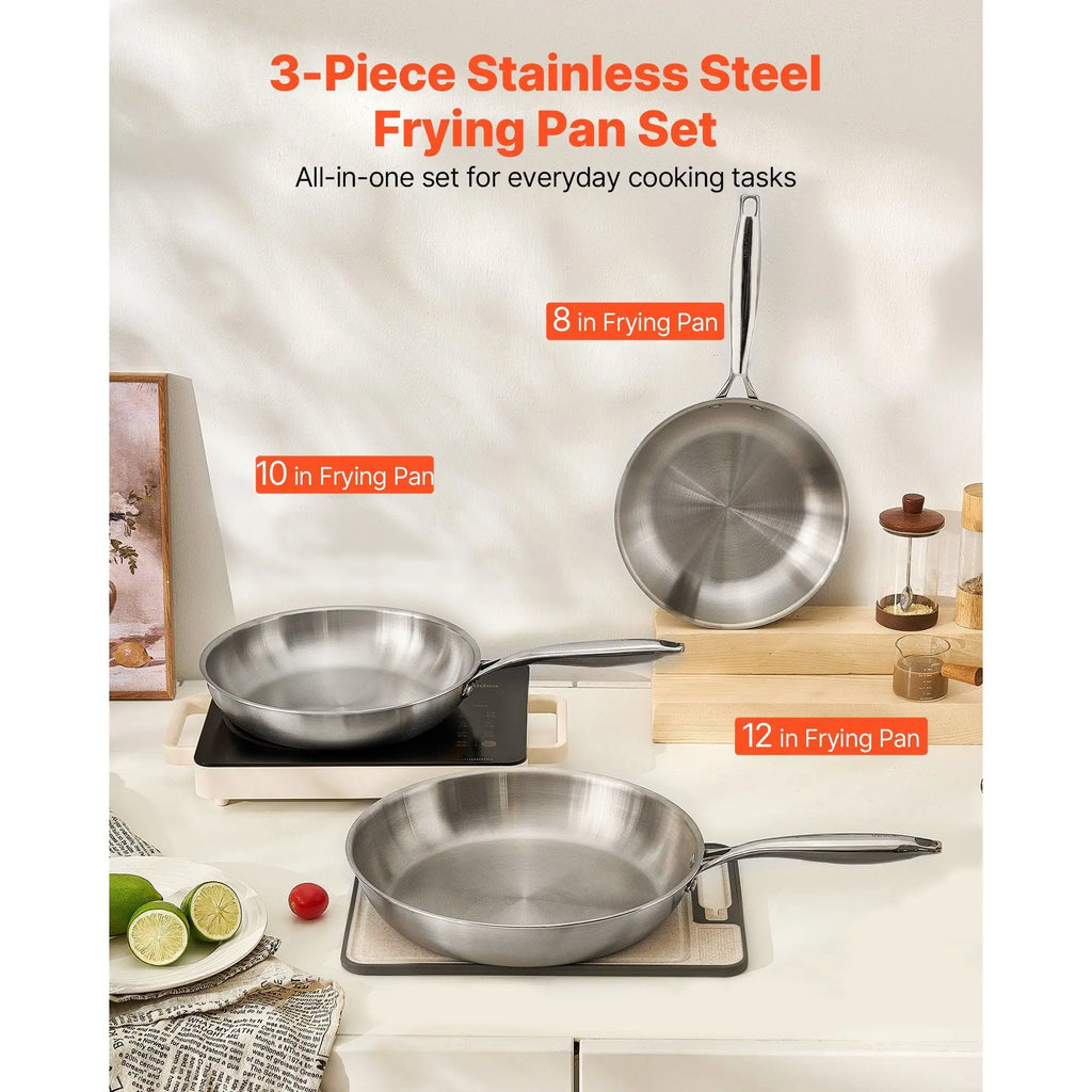 Tri-Ply Stainless Steel Skillet Set (3-Piece)