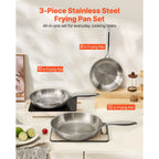 Tri-Ply Stainless Steel Skillet Set (3-Piece)